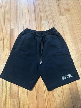 BALR Men's Black Logo Drawstring Sweat Shorts Small